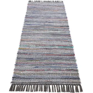 carpetfine Teppich »Kelim Chindi, Wendeteppich« rechteckig 6 mm Höhe handgewebt, Fleckerlteppich mit Fransen, auch vielen in Läufergrößen, grau