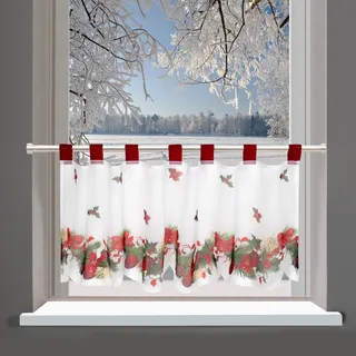 Gardine DELINDO LIFESTYLE "Weihnachten" Gr. 1, rot (rot, weiß), B:90cm H:45cm, Polyester, Gardinen, Gardine, mit Schlaufenaufhängung, für die Küche