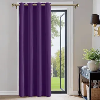PONY DANCE Thermovorhang Kälteschutz Blickdichte Gardinen mit Ösen | Türvorhang, Verdunkelungsvorhang, für Schlafzimmer, Wohnzimmer, 1 Stück H240 x B140 cm, Violett, Sichtschutz, UV-Schutz