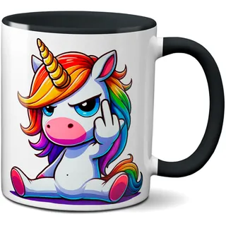 TassenKing Tasse Einhorn Mittelfinger Tasse Kaffee Tee Becher Büro Arbeit Einhorntasse Arbeitskollegin Frauen Kollegin Freundin lustig Bürotasse Geschenk Geburtstag Spruch verrückt