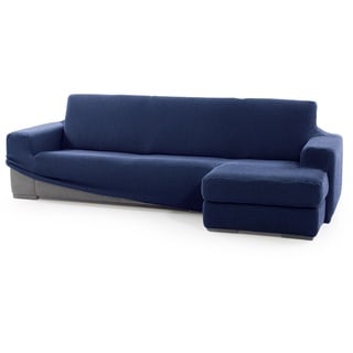 SOFASKINS® super elastischer Chaise Longue überzug, Sofabezug Kurze rechte Armlehne, Sofa überzug atmungsaktiv, bequem und langlebig, Kompatible Abmessungen des Sofas (210-340 cm), Farbe Marine