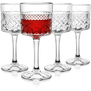 Cambareign Weingläser 4er-Set, 400ml Große Kristall Weinglas, Quadratische Rotweingläser mit langem Stiel, Geschenke für Hochzeit Geburtstag
