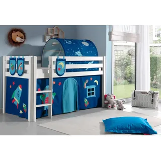 Vipack Hochbett Pino 106 x 214 x 210 cm Kiefer massiv weiß astronaut