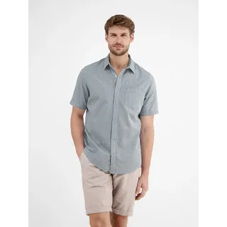 LERROS Kurzarmhemd "Halbarmhemd mit Leinenanteil, unifarben" Herren Sommerhemd Freizeithemd Kurzarm mit Leinenanteil einfarbig, crispy blau