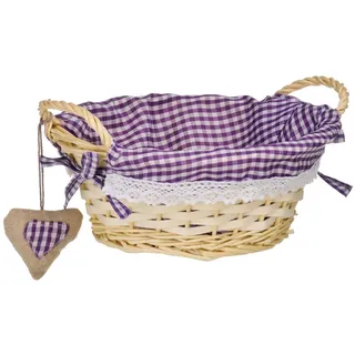 Premier Housewares Lila Gingham Futter Oval Willow Bvasket, Stoff, 19x27x14, 1901047