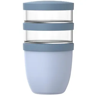 Mepal - Müslibecher 3 teilig Ellipse - Müslibecher To Go - Joghurtbecher To Go - Platz für Snacks und Toppings - Geeignet für Spülmaschine - 500 + 200 + 200 ml - Nordic blue