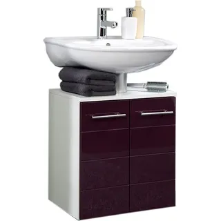 Held Rimini Unterbeckenschrank,Hochglanz-Aubergine/Weiß 842085 - Weiß