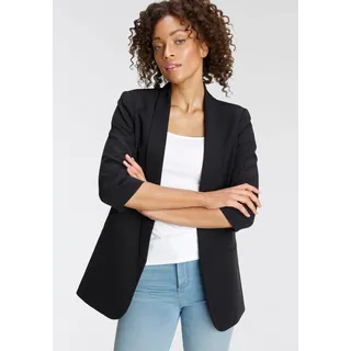 Kurzblazer ONLY "ONLELLA – Femininer Blazer mit 3/4-Ärmeln und Raffung", Damen, Gr. 38 (M), schwarz, Web, Obermaterial: 95% Polyester, 5% Elasthan. Futter: 100% Polyester, unifarben, V-Ausschnitt, Blazer Kurzblazer, regular fit, casual, Web, Kunstfaser, V-Ausschnitt, Topseller