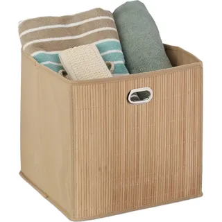 Relaxdays Aufbewahrungskorb Badezimmerkorb quadratisch 31 x 31 x 31 cm beige