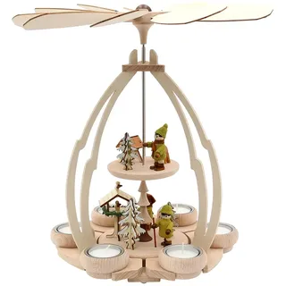 Hochwertige Tischpyramide mit Moosleuten und Futtergrippe, ca. 35 cm