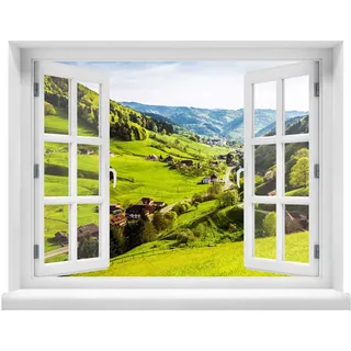 Wandtattoo - Fenster mit Aussicht auf Schwarzwald 100 x 78 cm – Wandsticker