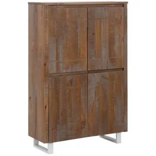 Home Affaire Highboard HOME AFFAIRE "Lagos", braun (braun, gebürstet), B:90cm H:135cm T:35cm, Massivholz, Sideboards, Highboard, Stauraumschrank aus massivem Kiefernholz, Breite 90 cm