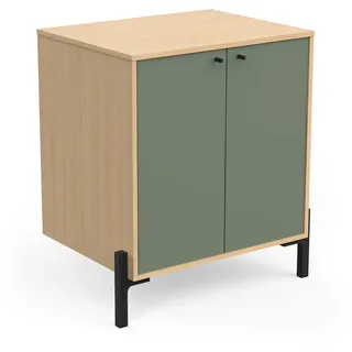 Demeyere Waschtischunterschrank für Badezimmer mit Stauraum, 2 Türen, wasserdicht, aus Holz – Produktreihe Elisa Made in France – Farbe Mineralgrün & Eiche Vincenza – 70 x 78 x 50 cm