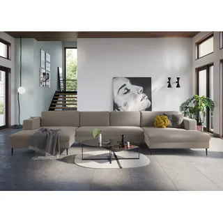 DOMO collection Eckcouch Cord U-Form 2-Sitzer Braun