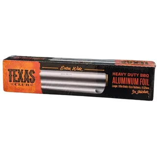 TEXAS CLUB Aluminiumfolie 45 cm x 100 m, extra stark | Hochleistungs-Grillfolie mit Schneidekante – reißfest für BBQ, Backofen & Küche