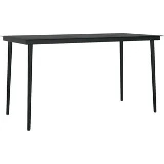 vidaXL Garten-Esstisch Schwarz 140x70x74 cm Stahl und Glas - Schwarz
