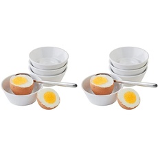 APS Eierbecher 4er-Set - stapelbare Eier-Becher mit hohem Rand aus Melamin - Abmessungen: 8 x 8 cm/Höhe: 3 cm/Farbe: Weiß (Packung mit 2)