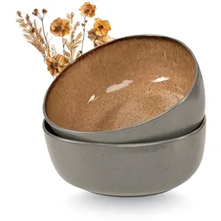 Moritz & Moritz ORGANIC Servierschalen Set Beige - 2x Große Schalen aus hochwertigem Steinzeug, Modern & Zeitlos, Mikrowellen- & Spülmaschinengeeignet - Perfekt für Salate, Pasta, Snacks & mehr