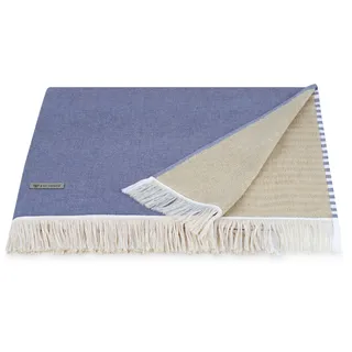 Hamamtuch ROSS "Hamamtuch Steifen", marine, weiß, natur, B:90cm L:180cm, Frottier, Baumwolle, Handtücher, Hamamtuch, aus feinster Baumwolle