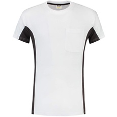 Tricorp 102002 Workwear Bicolor Brusttasche T-Shirt, 100% Gekämmte Baumwolle, 190g/m2, Weiß-Dunkelgrau, Größe 3XL