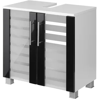 WELLTIME Waschbeckenunterschrank "Jaca", grau (anthrazit, weiß), B:60cm H:58cm T:35cm, MDF, Spanplatte, Schränke, Waschbeckenunterschrank, Breite 60 cm, mit MDF Hochglanz-Fronten