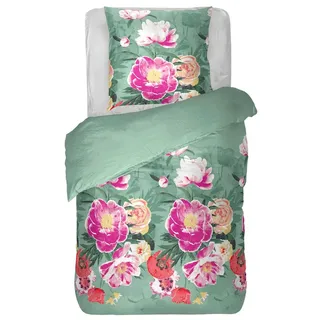 BestLivings Bettwäsche Satin 80x80+135x200 Frühjahresblumen Grün