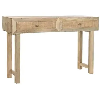 Konsolentisch für den Eingangsbereich mit 2 Schubladen, aus Mangoholz und Rattan, 120 x 35 x 77 cm