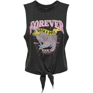 ONLY Damen Onllucy S/L Knot Eagle Top Box JRS, Black/Print:Forever, S
