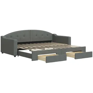 vidaXL Tagesbett Ausziehbar mit Schubladen Dunkelgrau 90x200 cm Stoff - Grau