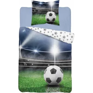 Baumwolle Jugendbettwäsche 140x200cm Fußball - Grün