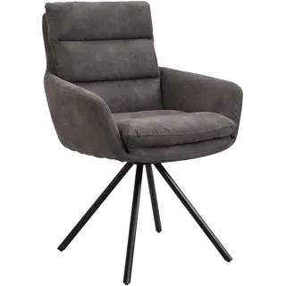 Cantus Armlehnstuhl , Grau , Metall, Textil , Drehkreuz , 62x89x65 cm , Sitzfläche 360° drehbar, inklusive Armlehnen , Esszimmer, Stühle, Polsterstühle