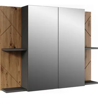 Vicco Badspiegelschrank Irma, 100 x 75 cm mit 2 Türen, Anthrazit/Artisan - Grau