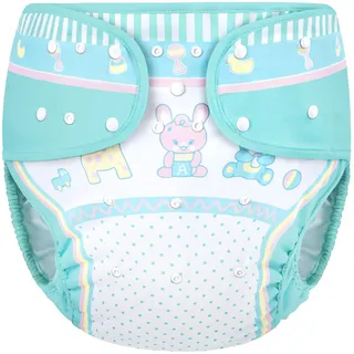 LittleForBig Waschbarer Verstellbarer Wiederverwendbarer Wasserdichter Stoffwindel Überhose Bezug für Erwachsene - Baby Parade Blau M