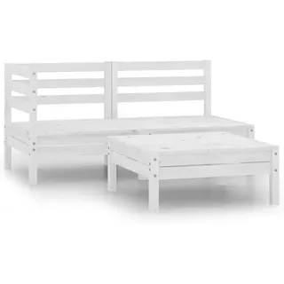 GartenmöBel Set,3-TLG. Garten-Lounge-Set Massivholz Kiefer Weiß FüR Garten, Terrasse, AußEnbereich, Balkon - Weiß