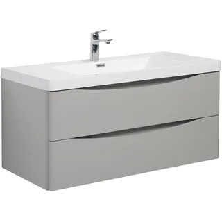 Badezimmer Badmöbel Set Vienna 100 cm – Grau – Badezimmermöbel mit Waschbecken