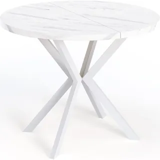 WFL GROUP Runder Ausziehtisch Ø 100 cm weiß
