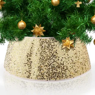 Weihnachtsbaumkragen, Weihnachtsbaumrock mit Glitzer-Pailletten Weihnachtsbaumring Weihnachtsbaum Basisabdeckung Weihnachtsbaumringkragen für Weihnachtsbaumdekorationen (Gold)