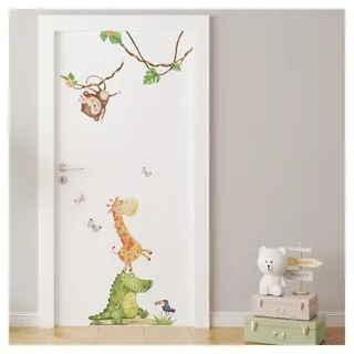 DEKO KINDERZIMMER Wandsticker Türaufkleber Safari Tiere Wandtattoo Dschungel Kinderzimmer Wandaufkleber Babyzimmer Wanddeko DK1004-1