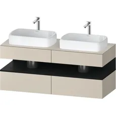 Duravit Qatego Konsolenwaschtischunterbau, 2 Auszüge, 2 Schubkästen, 2 Ausschnitte, 1400x550x600mm, Nische Eiche Schwarz, QA4767016, Farbe: taupe supermatt