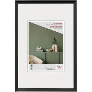 walther design Bilderrahmen schwarz 50 x 70 cm mit Kunstglas, Desire Kunststoffrahmen DEX070B