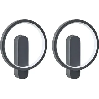BELIANI LED Wandlampen 2er Set Schwarz aus Aluminium Metall Rund Modernes Design Spiegellampen Wandleuchten Badezimmer Wohnzimmer Schlafzimmer Flur - Schwarz