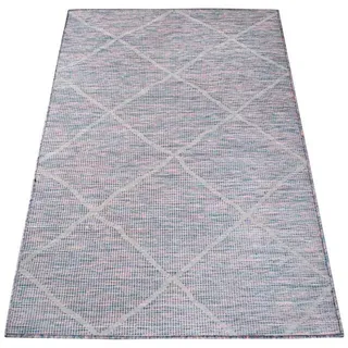 Carpet City Teppich »PALM3075«, rechteckig, 5 mm Höhe, Wetterfest & UV-beständig, für Balkon, Terrasse, Küche, flach gewebt Carpet City blau/pink B: 80 cm   1 St.