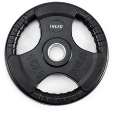 TREXO 15 kg Belastung 36 cm Durchmesser Scheibe mit Griffen Gusseisen beschichtet für Langhanteln Langlebige ergonomische Scheibe Fitness Krafttraining Crossfit RW15