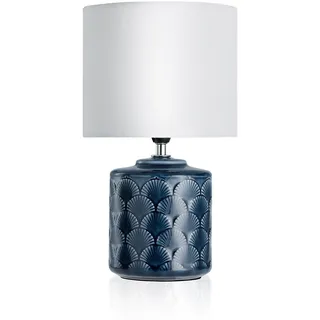 Pauleen Glowing Midnight Tischleuchte max. 20W Tischlampe für E14 Lampen Nachttischlampe Blau Weiß 230V Keramik/Stoff ohne Leuchtmittel