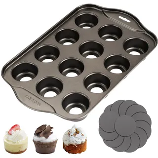 CRITIVE-SHOP Muffinbleche 12 Tassen Kuchenformen zum Backen, Mini-Käsekuchenform mit Abnehmbarem Boden, Cupcake-Blech Antihaft-Muffinform, Süße Geleeformen Tarte-Quiche-Kuchenform für Weihnachten