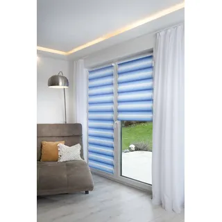 K-HOME Doppelrollo Madrid 100 x 200 cm Farbverlauf blau/weiß