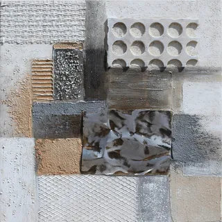 Monee Ölgemälde , Braun, Grau, Weiß , Holz, Metall, Textil , Kiefer , vollmassiv , quadratisch , 30x30 cm , Handmade in China , handgemalt , Bilder & Rahmen, Bilder, Ölbilder