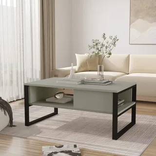 Couchtisch 'Laukaa' rechteckig Metallgestell 100 x 60 x 45 cm Grüngrau - Grau