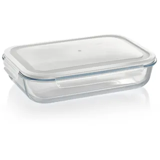 Grizzly XXL Glas Frischhaltedose, 3600 ml, luftdicht, rechteckig, Click-Verschluss, vielseitige Vorratsdosen für Ofen, Mikrowelle, Gefrierfach