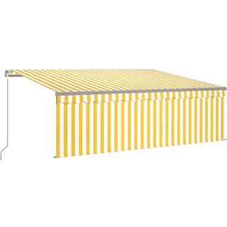 vidaXL Markise Manuell Einziehbar mit Rollo LED 4x3 m Gelb Weiß - Gelb